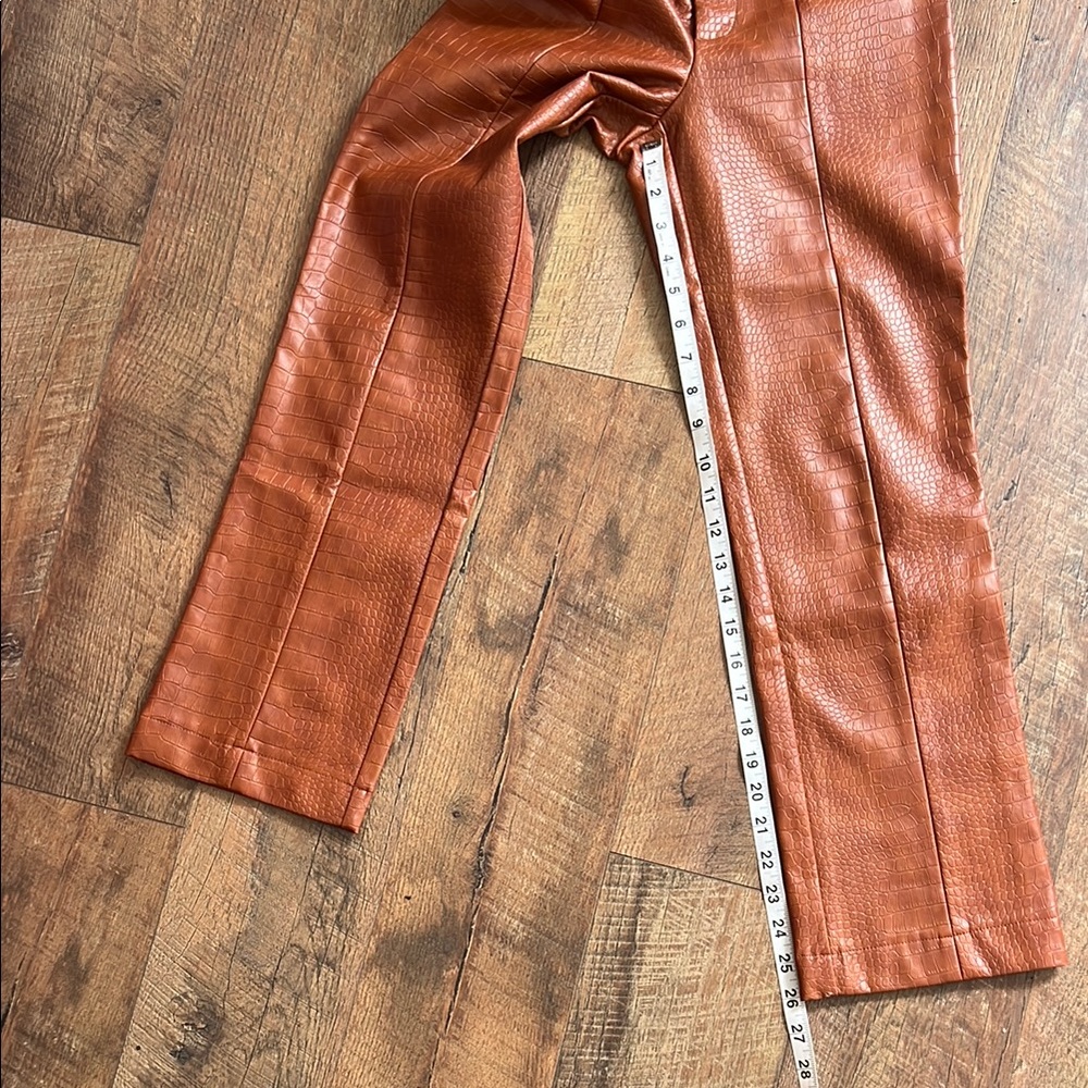 Crocodile Pattern Leather Pants - image 7